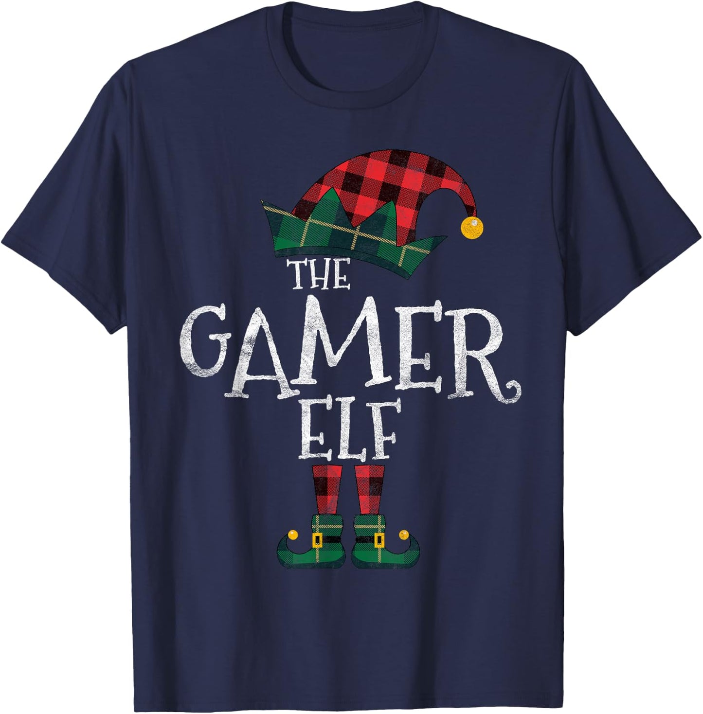 The Gamer Elf Matching Family Group Gift Funny Christmas T-Shirt - T-Shirt | Navy