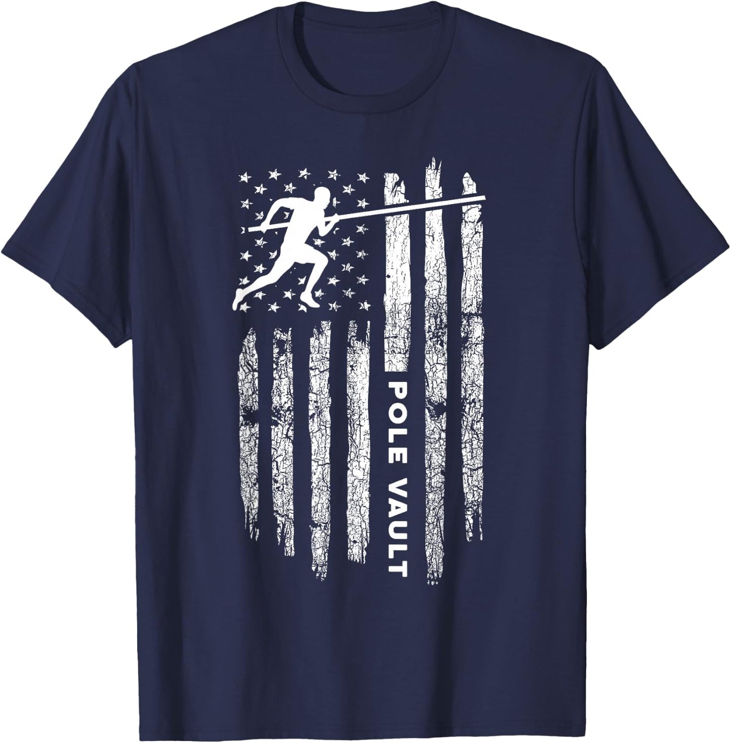 American Flag Pole Vault Apparel - Vintage Pole Vault T-Shirt - T-Shirt | Navy