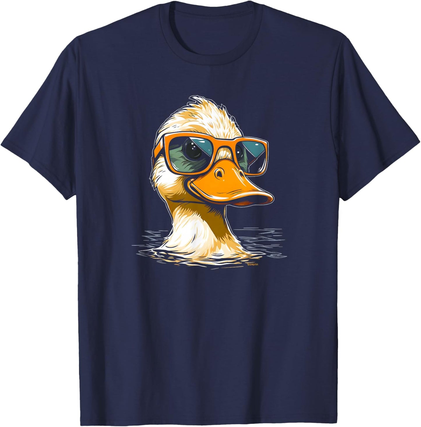 Cool Duck with Sunglasses / Funny 1980s Duck T-Shirt - T-Shirt | Navy