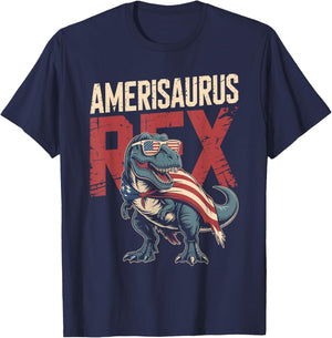 Funny 4th of July Dinosaur Amerisaurus Rex Boys Kids Youth T-Shirt - T-Shirt | Navy