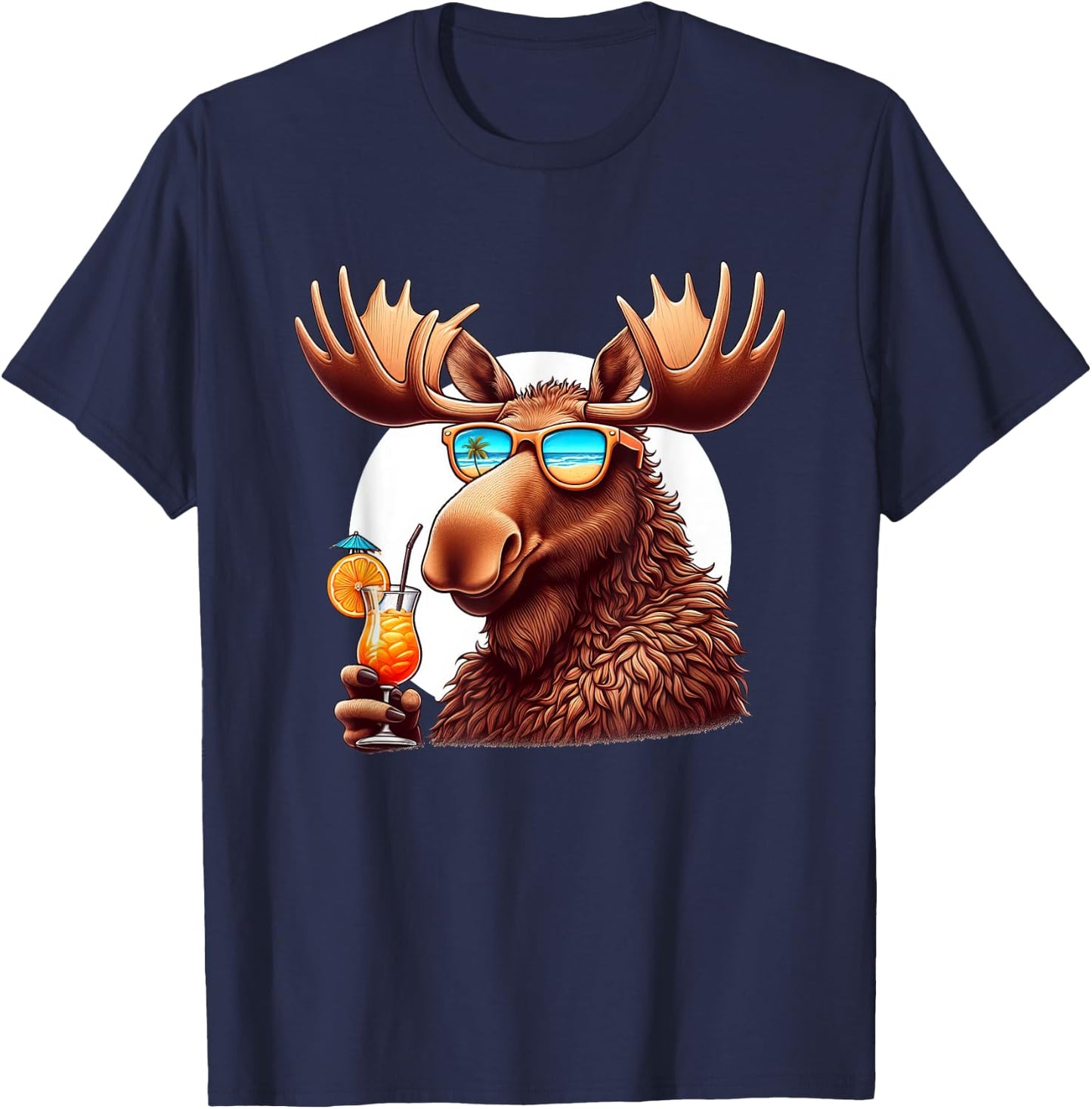 Funny Moose Summer Vacation Sunglasses Moose T-Shirt - T-Shirt | Navy