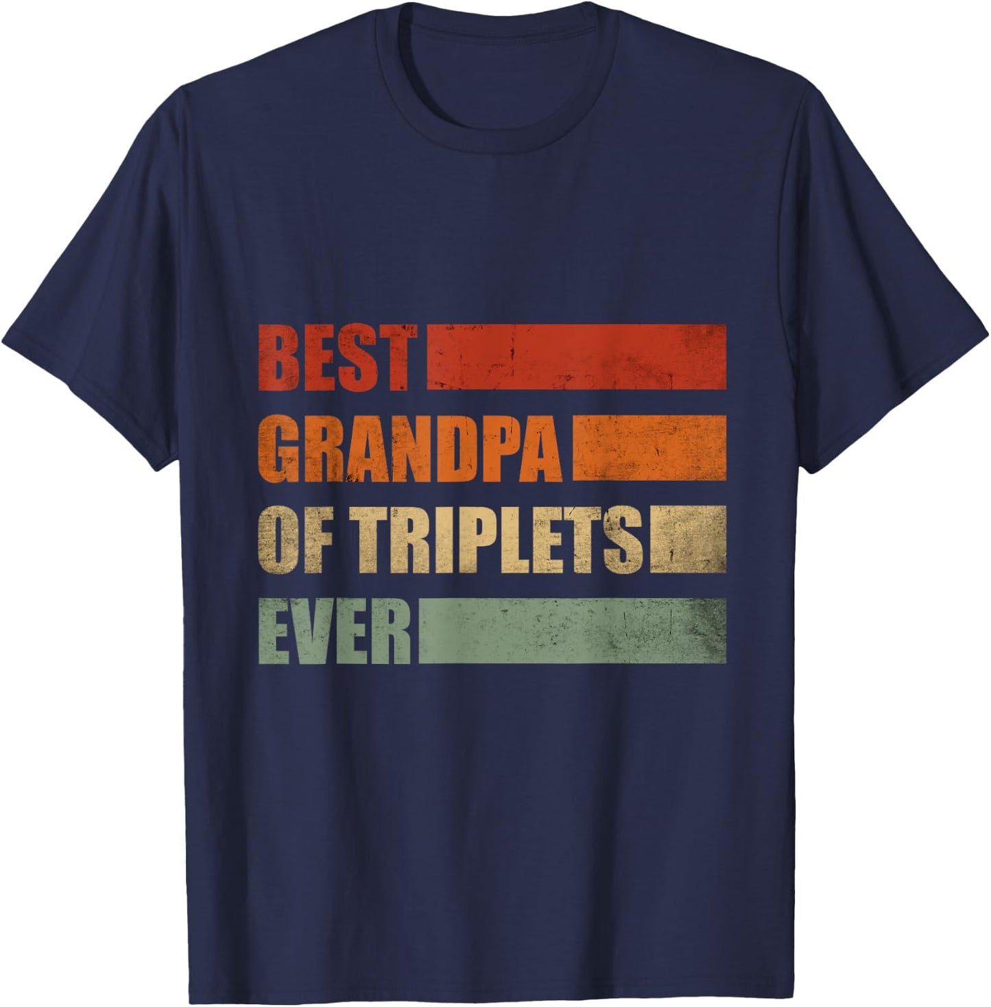 Retro Grandpa of Triplets Pregnancy Announcement Party T-Shirt - T-Shirt | Navy