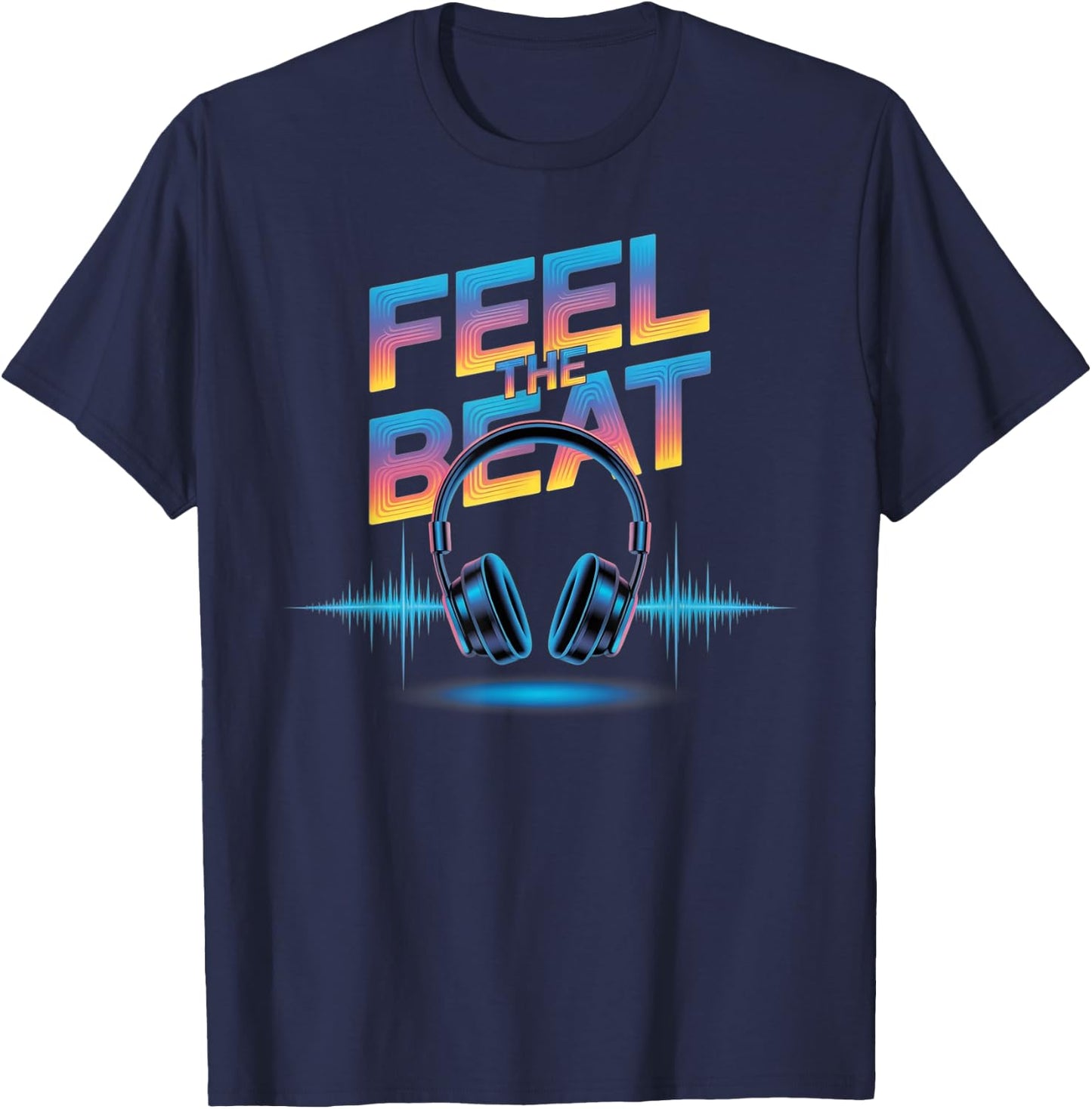 Men's DJ Shirts Music Headphone T-Shirt - T-Shirt | Navy