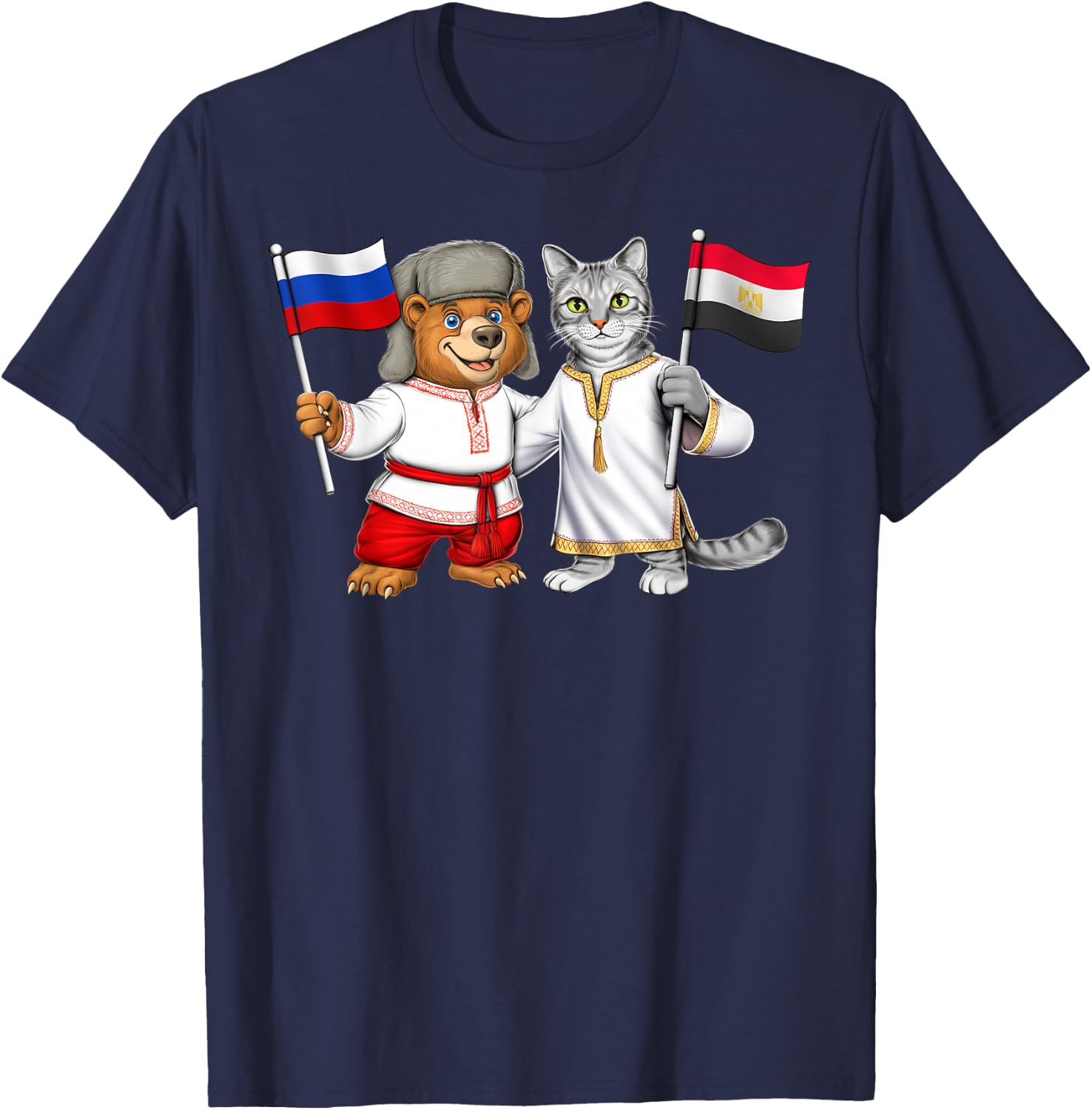 Russia Egypt Flag Russian Roots Proud Egyptian Heritage T-Shirt - T-Shirt | Navy