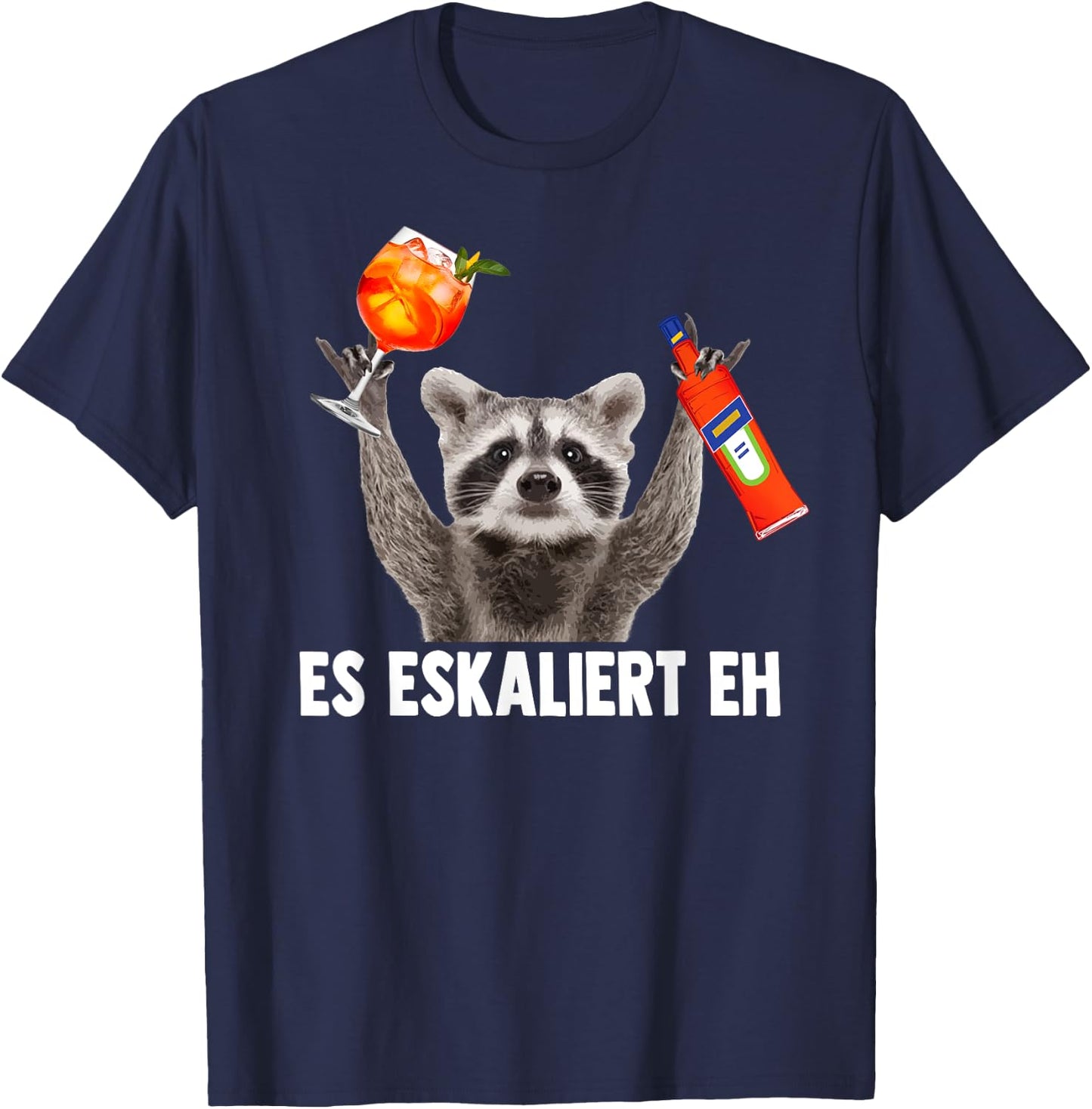 PEDRO SPRITZ COLLECTION X Waschbär Meme Spritz Black Adult Small V-Neck Short Sleeve T-Shirt - T-Shirt | Navy