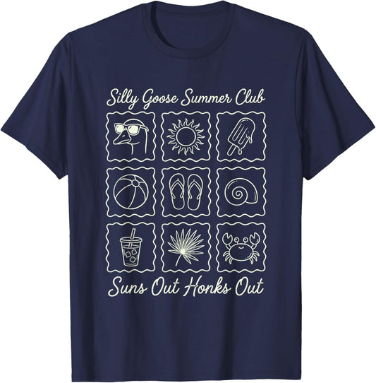 Silly Goose Summer Club Vacation Quote Suns Out Honks Out T-Shirt - T-Shirt | Navy