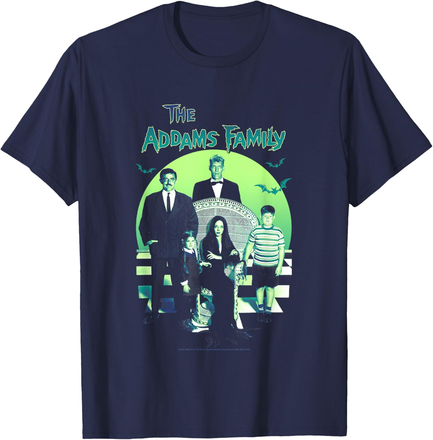 The Addams Family Spooky Gothic Vintage Family Portrait T-Shirt - T-Shirt | Navy