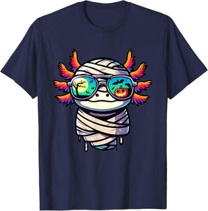 Halloween Axolotl Mummy Wrapped In Style T-Shirt - T-Shirt | Navy