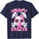 Happy Easter Bunny Face Glasses Easter Day Women Girls Kids T-Shirt - T-Shirt | Navy