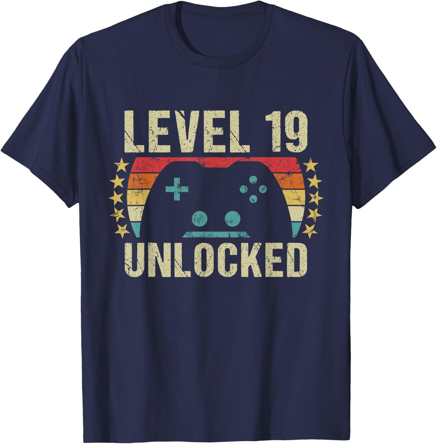 Gaming Vintage 19th Birthday Gift 19 Year Old Boy Girl Gamer T-Shirt - T-Shirt | Navy