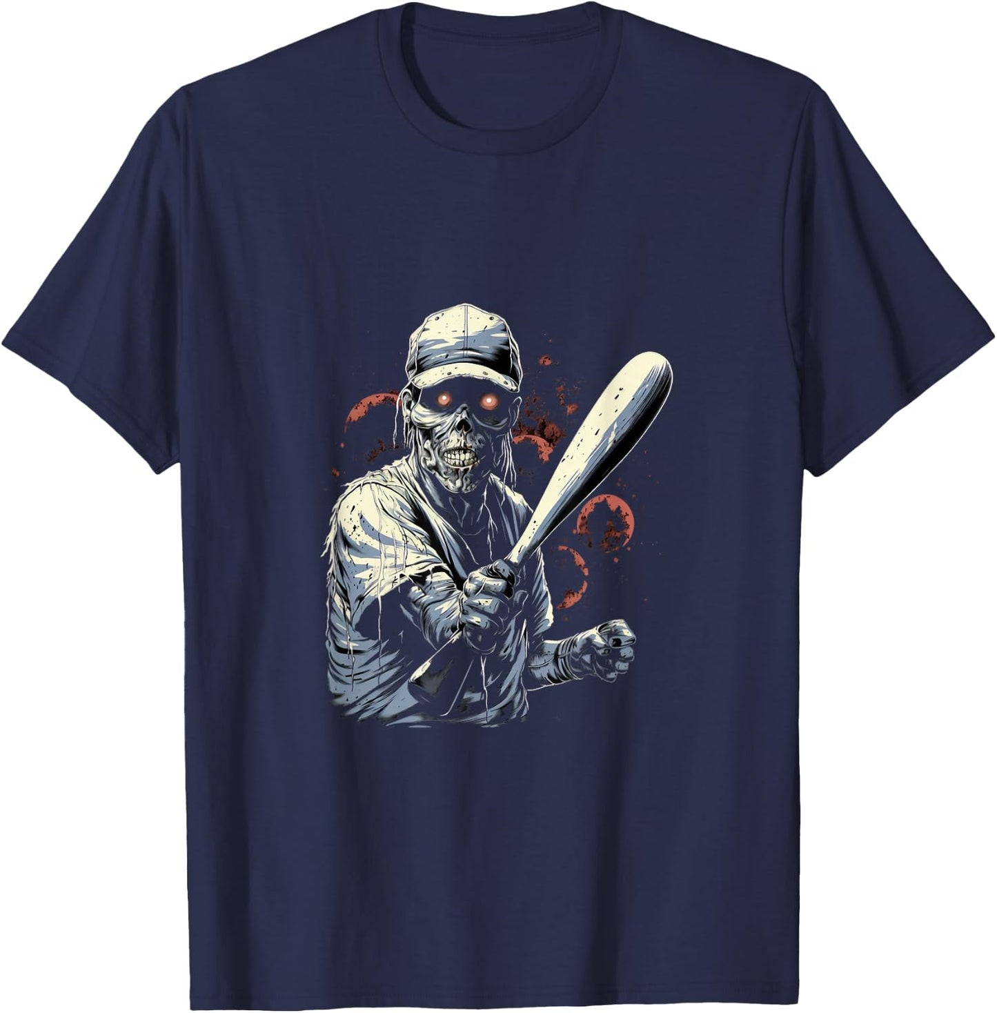 Zombie Playing Baseball Halloween Baseball Player T-Shirt - T-Shirt | Navy