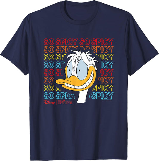 Disney Hot Ones Donald Duck So Spicy Repeating Text T-Shirt - T-Shirt | Navy