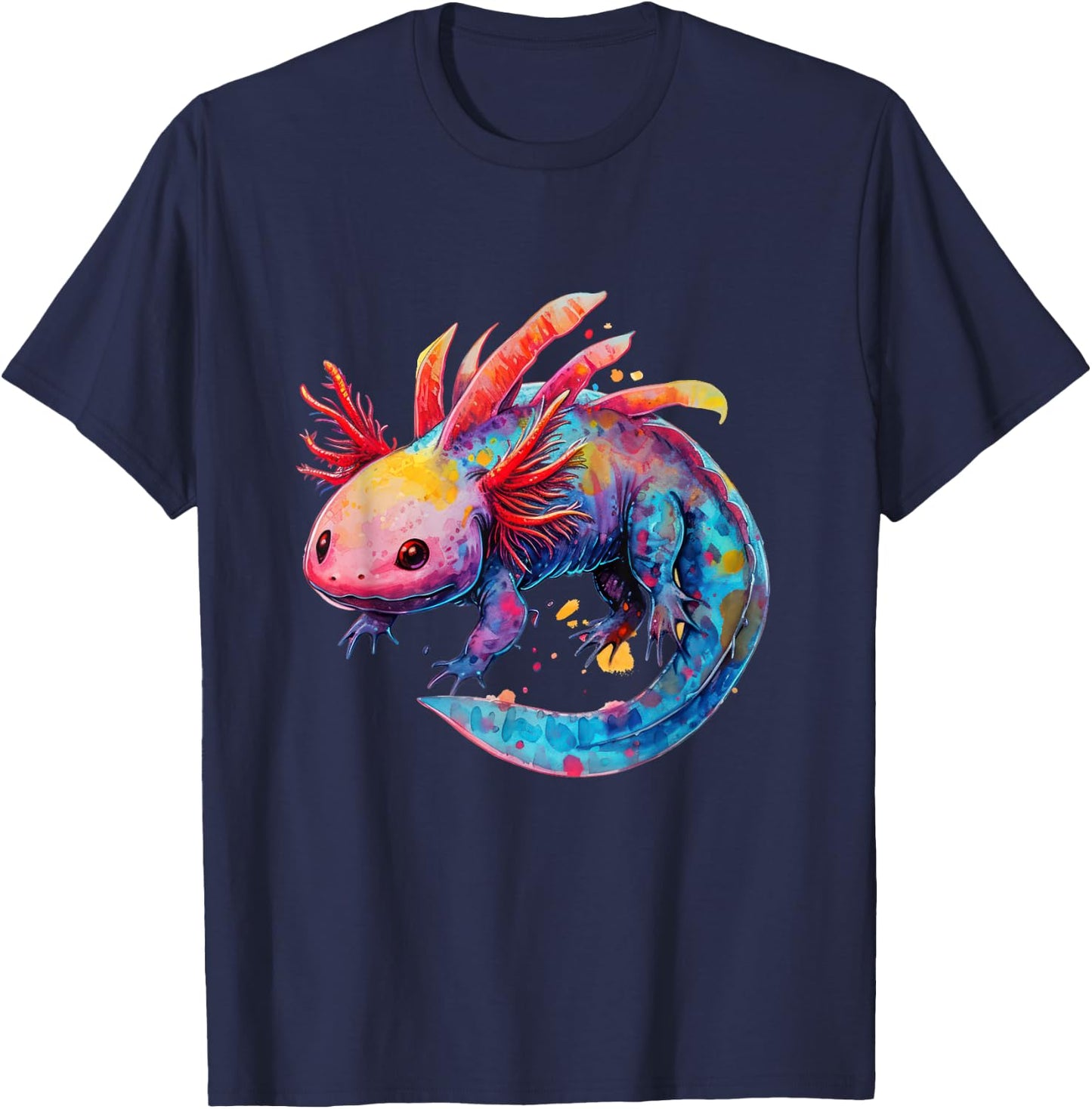 Axolotl Colorful Graphic T-Shirt - T-Shirt | Navy