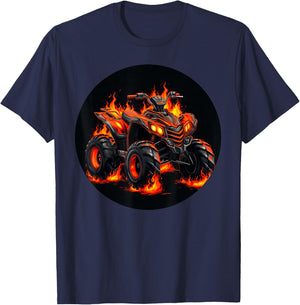 Cool brennendes Quad mit Flammen für Jungen und Mädchen T-Shirt - T-Shirt | Navy