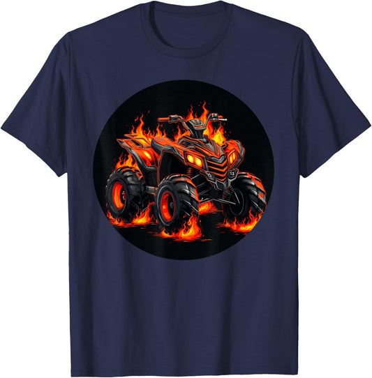 Cool brennendes Quad mit Flammen für Jungen und Mädchen T-Shirt - T-Shirt | Navy