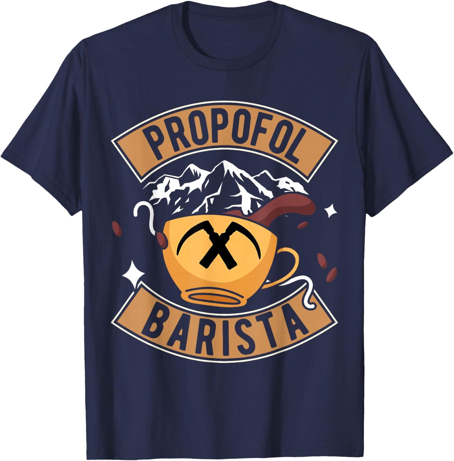 Laryngoscope & Intensive Care Anesthesia - Barista Propofol , black T-Shirt - T-Shirt | Navy