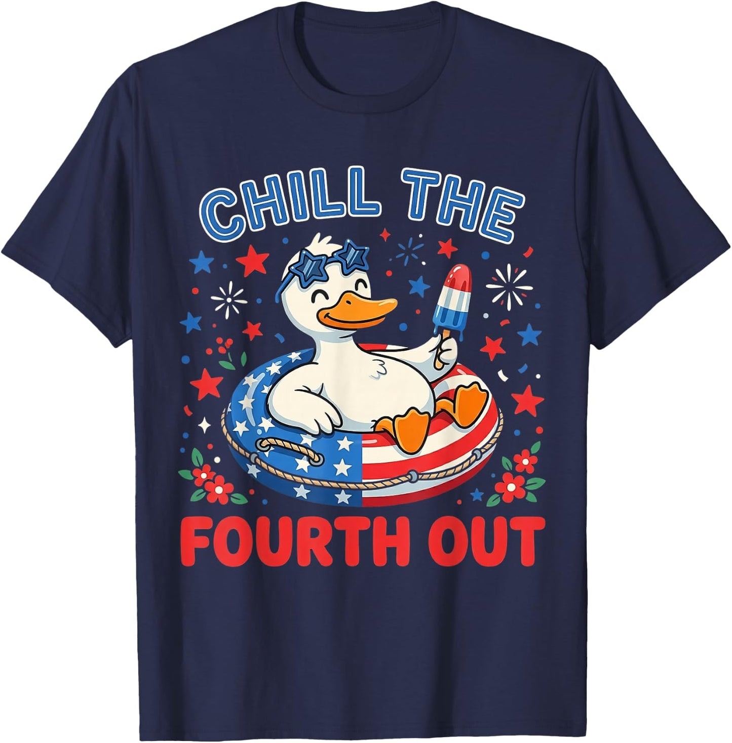 Goose 4th of July Funny Patriotic Chill The Fourth Out Kids T-Shirt - T-Shirt | Navy