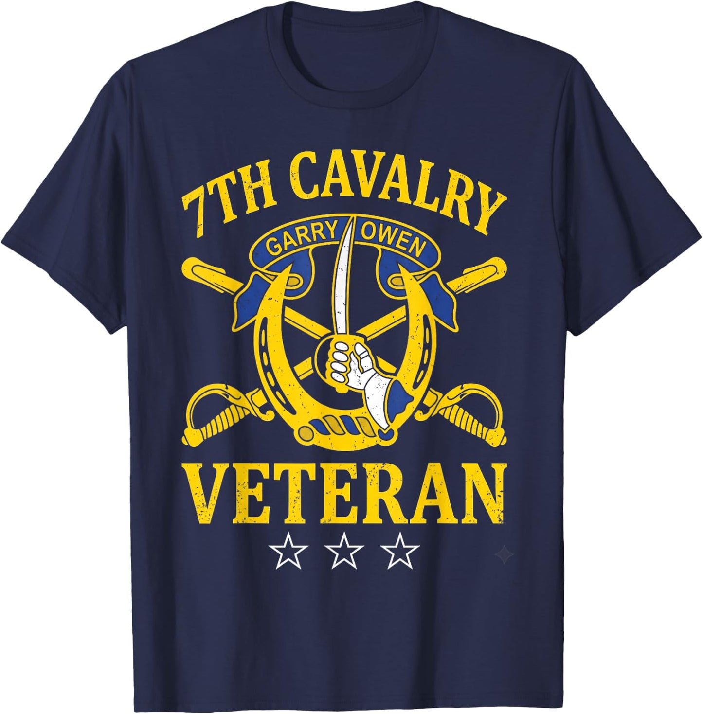 7th Cavalry Regiment Veteran Patriotic Flag Veterans Day T-Shirt - T-Shirt | Navy