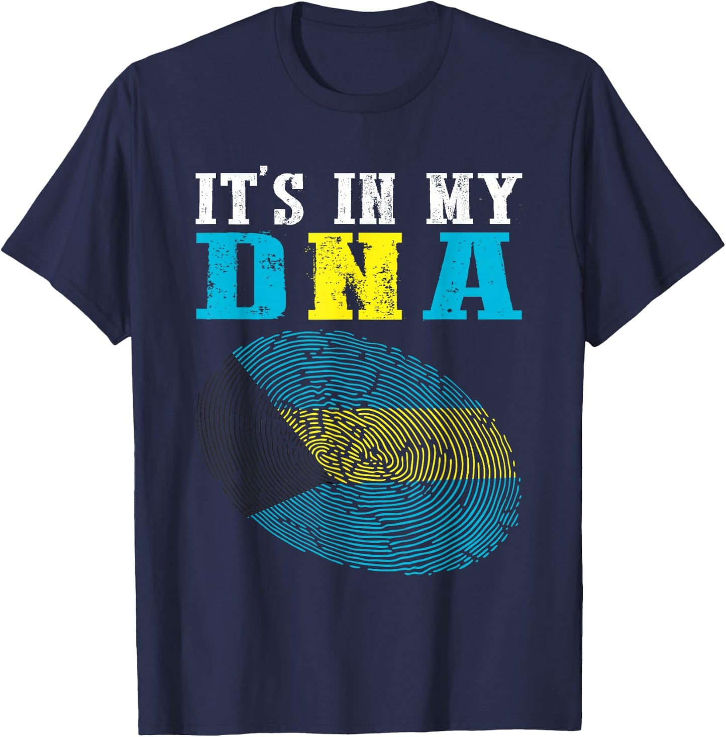 It's In My DNA Bahamas Flag Shirt Fingerprint Bahamian Pride T-Shirt - T-Shirt | Navy