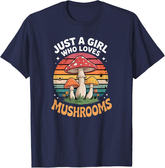 Girls Mushroom T-Shirt - T-Shirt | Navy