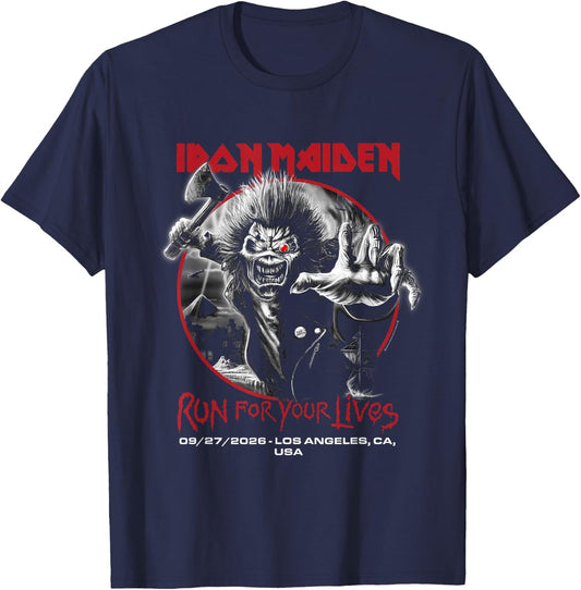Iron Maiden Run for Your Lives Tour 2026 Los Angeles II T-Shirt - T-Shirt | Navy