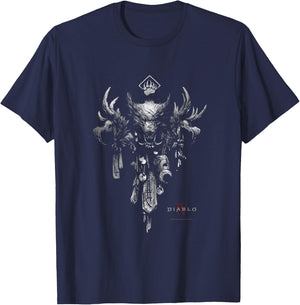 Diablo IV Druid Sigil Distressed White Armor , black T-Shirt - T-Shirt | Navy