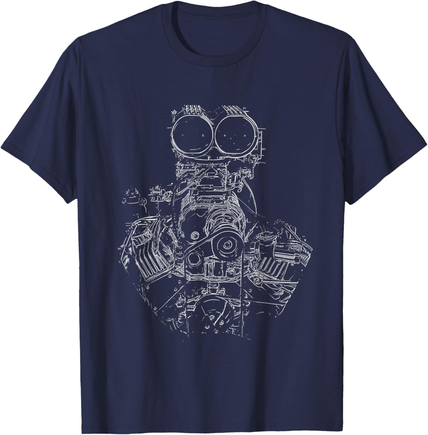 Vintage Hot Rod Engine T-Shirt - T-Shirt | Navy