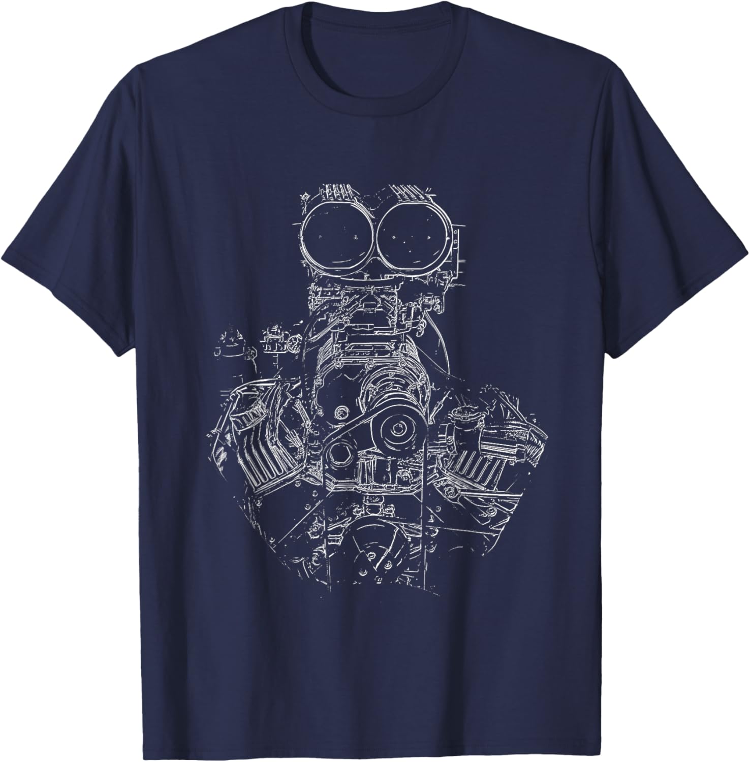 Vintage Hot Rod Engine T-Shirt - T-Shirt | Navy