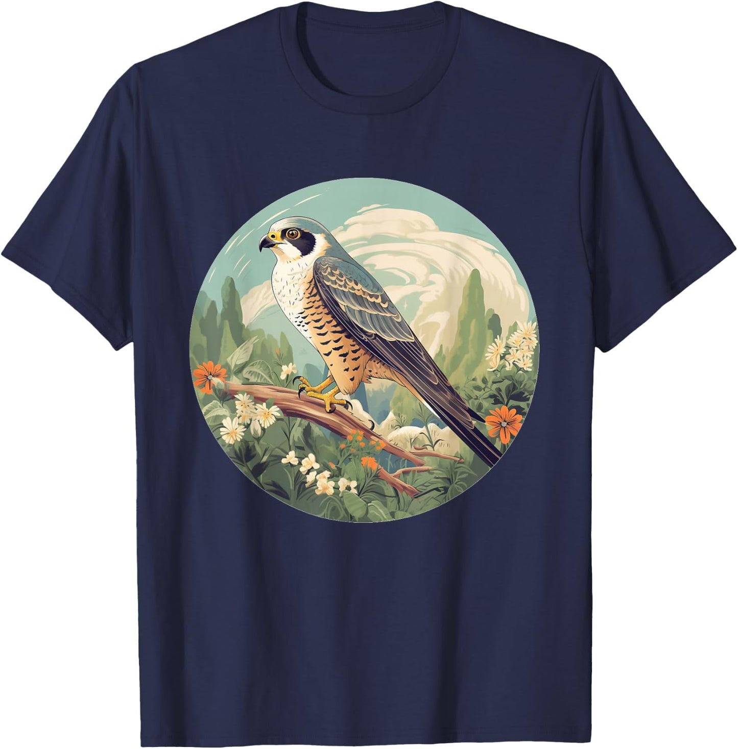 Cool Falconry Bird in Wilderness T-Shirt - T-Shirt | Navy