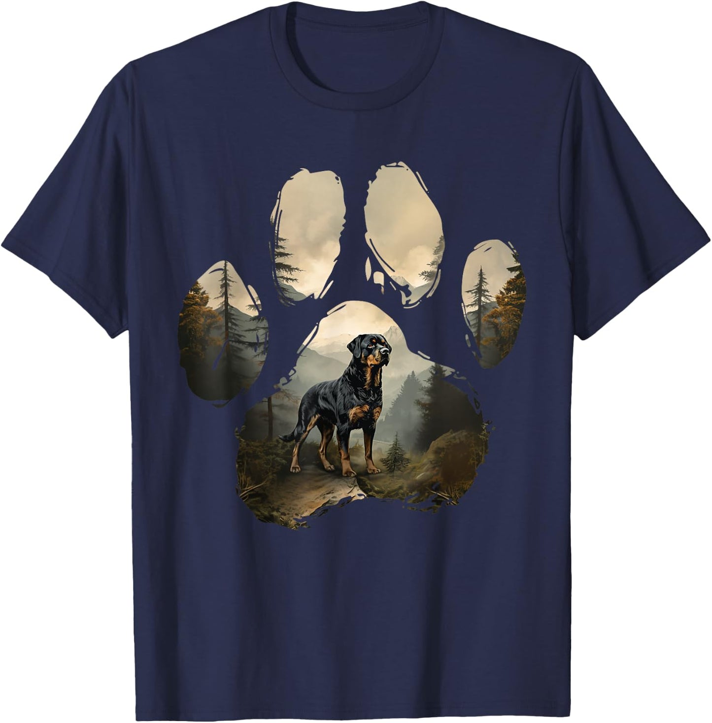 Rottweiler Mountain Paw Design Dog Mum Dad, black T-Shirt - T-Shirt | Navy