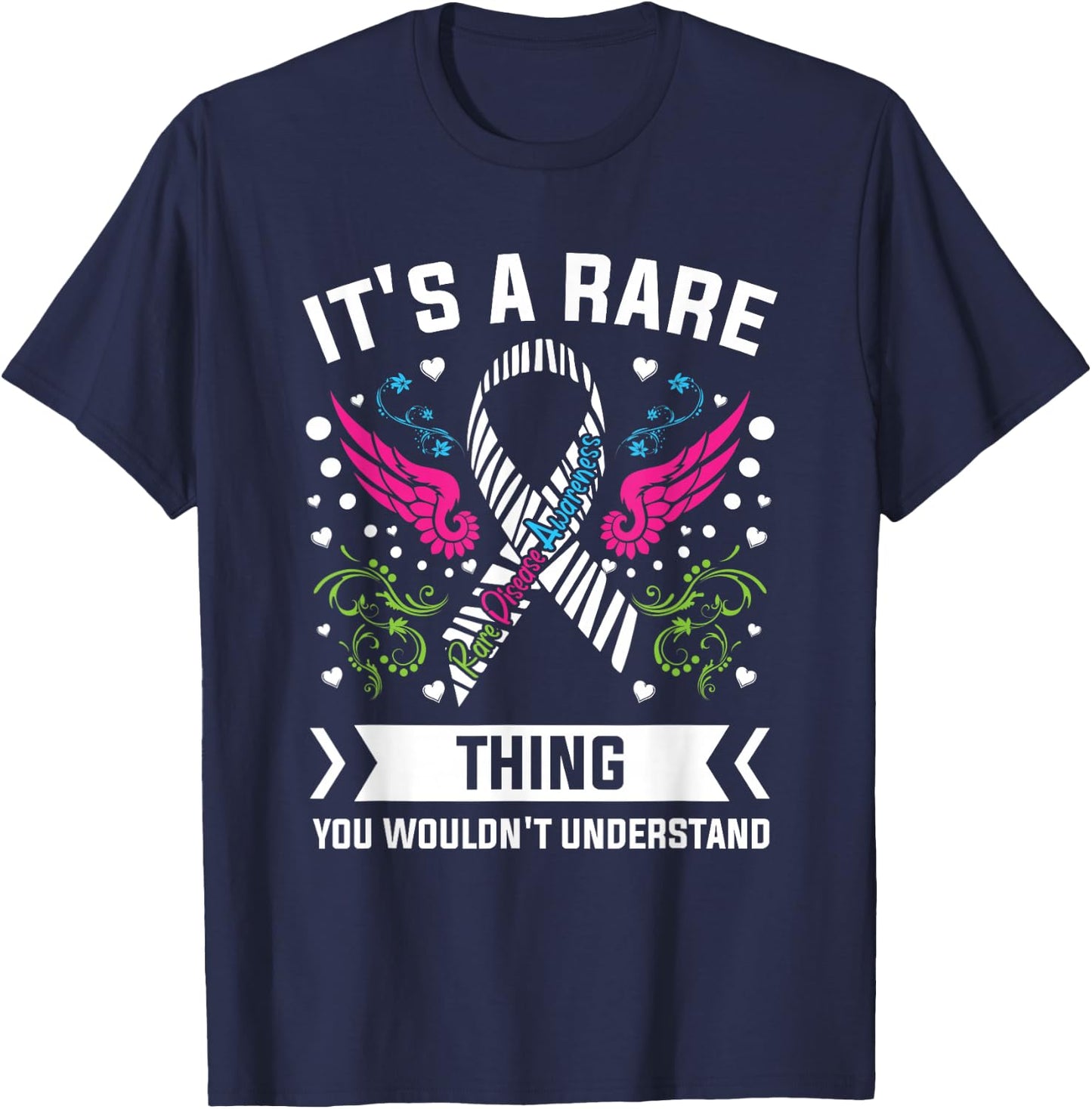 Rare Thing Zebra Ribbon 2026 Rare Disease Day Awareness T-Shirt - T-Shirt | Navy