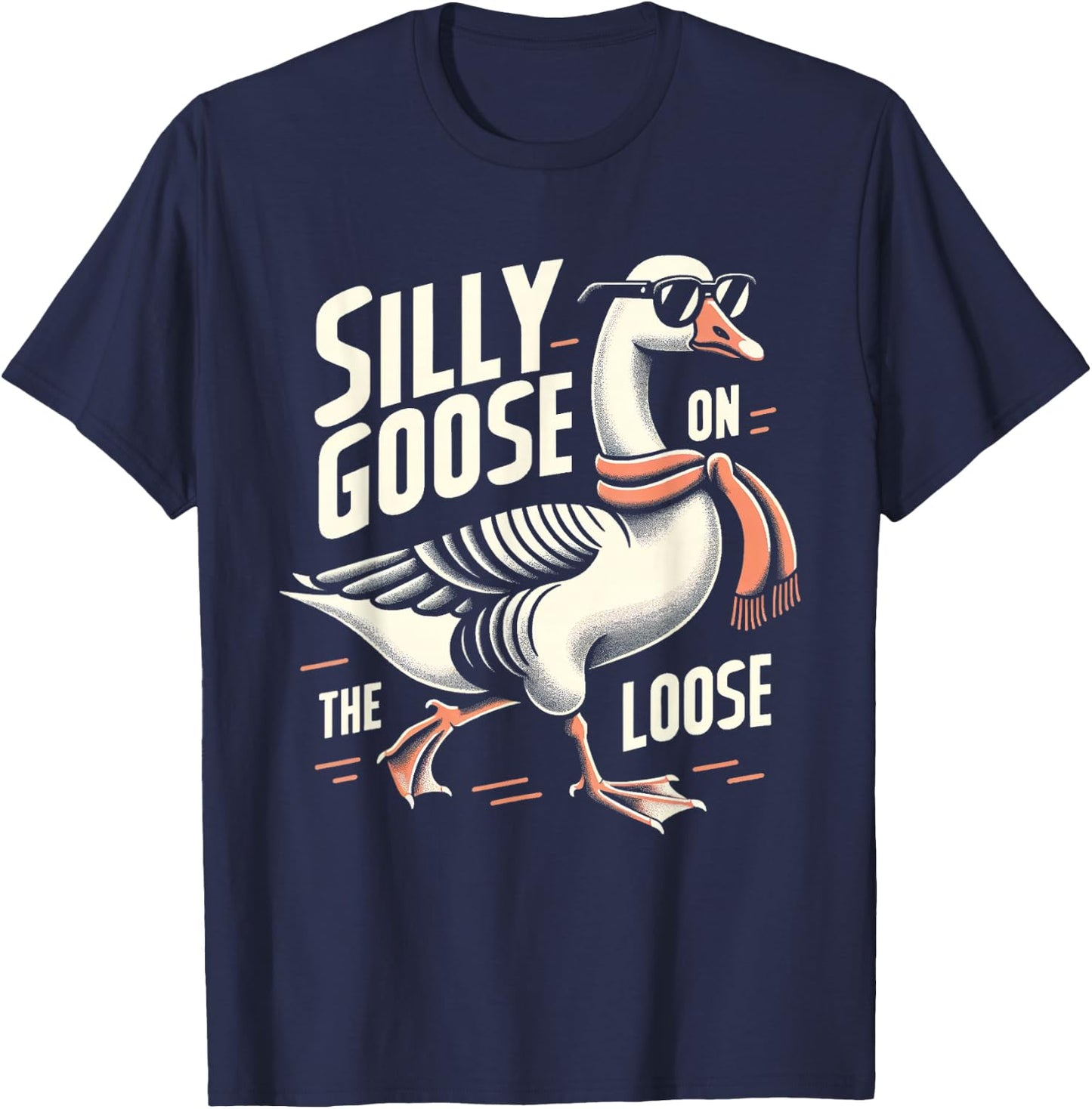 Funny Graphic Shirts Men Women Duck Silly Goose On The Loose T-Shirt - T-Shirt | Navy