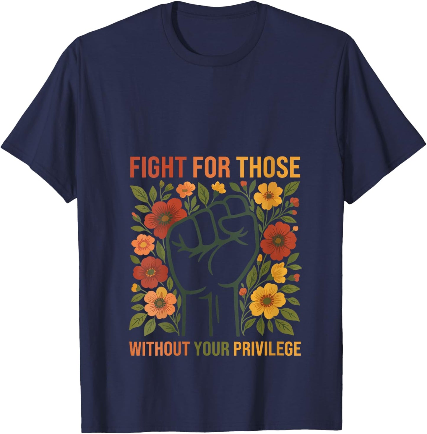Fight For Those Without Your Privilege, Retro Women Rights V-Neck T-Shirt - T-Shirt | Navy
