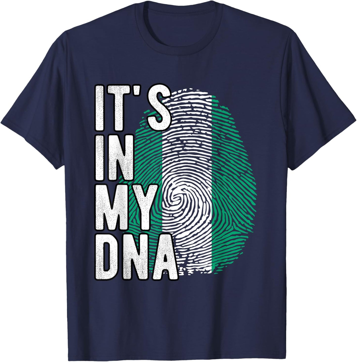 Funny it's in my DNA Nigeria flag Fingerprint T-Shirt - T-Shirt | Navy