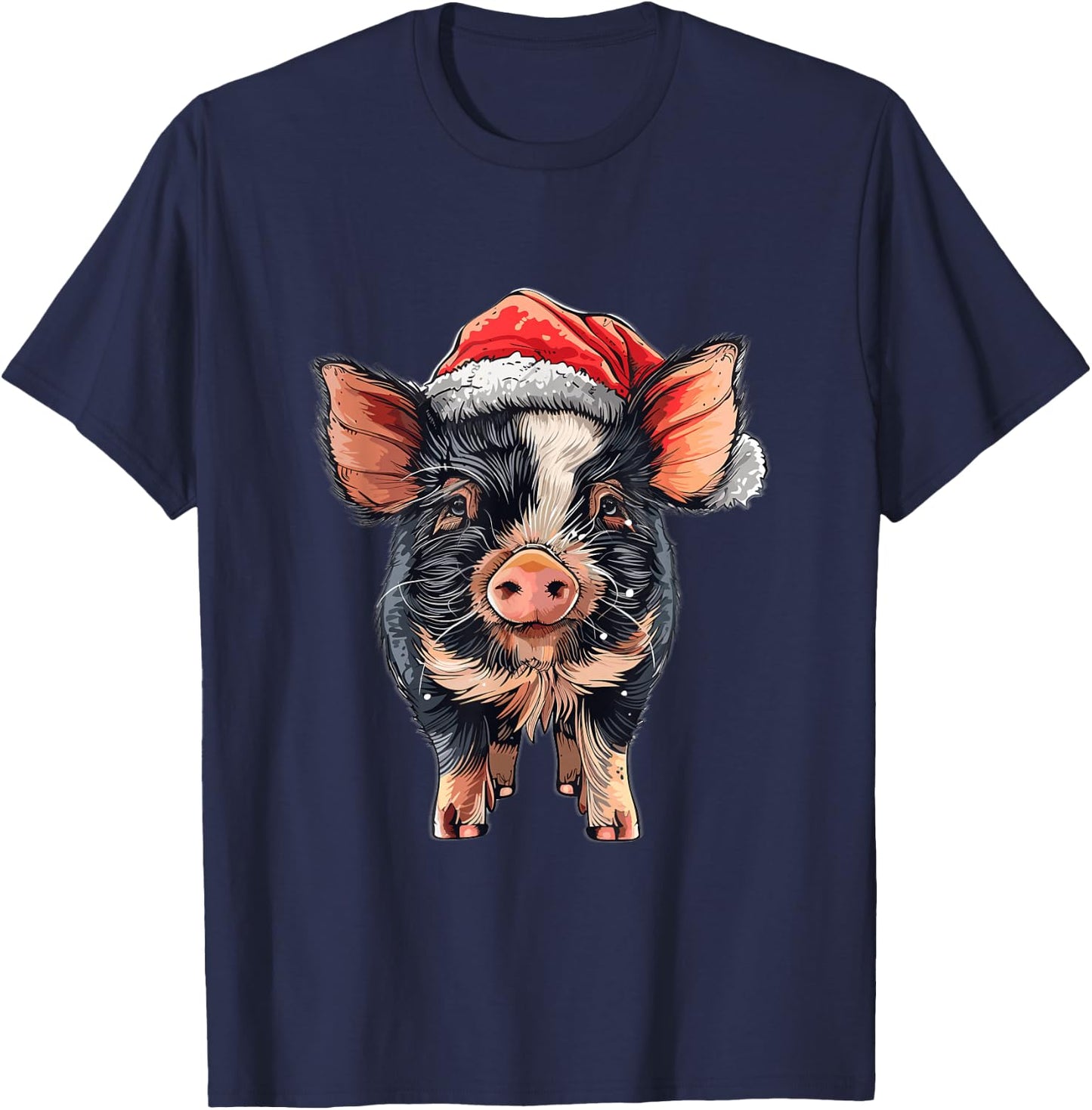 Kune Kune Pig Lover Xmas Christmas Hat Kunekune Pig T-Shirt - T-Shirt | Navy