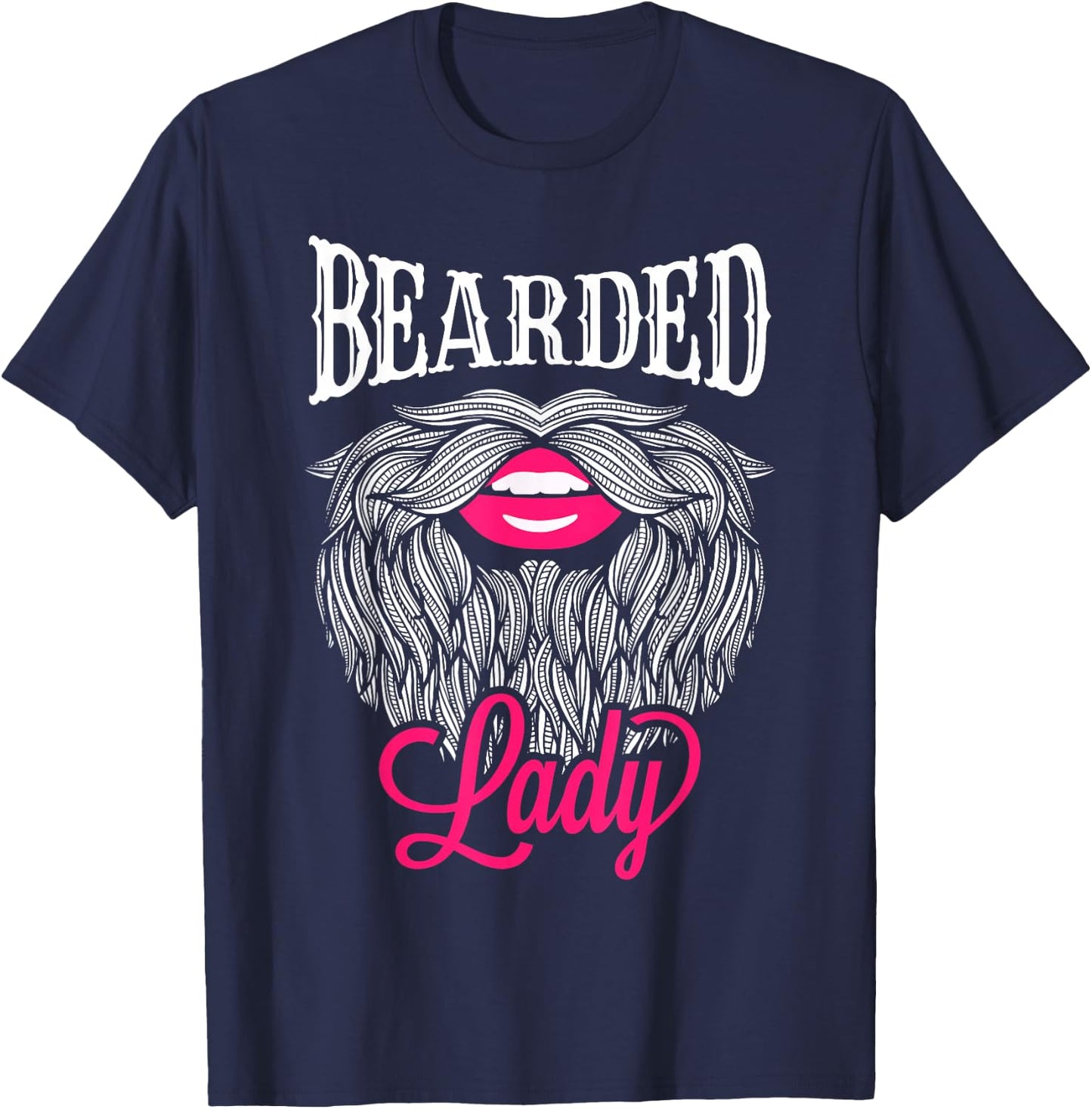 Bearded Lady - Vintage Circus Bearded Lady Costume T-Shirt - T-Shirt | Navy