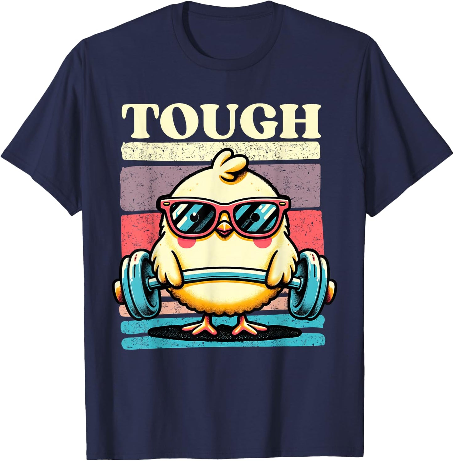 Funny Baby Chick Gym Teen Girls Women One Tough Chick T-Shirt - T-Shirt | Navy
