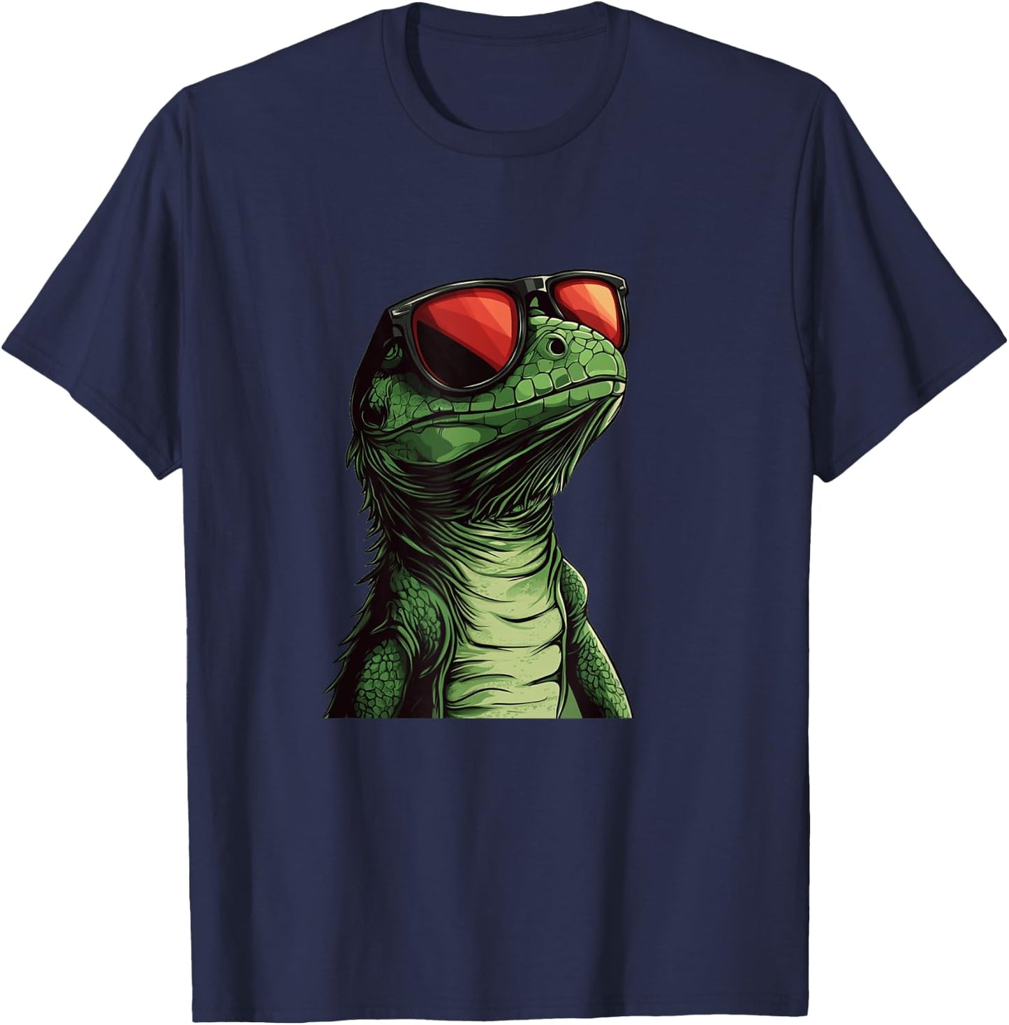 Trendsetting Reptile Lizard with Glasses for Animals Lovers T-Shirt - T-Shirt | Navy
