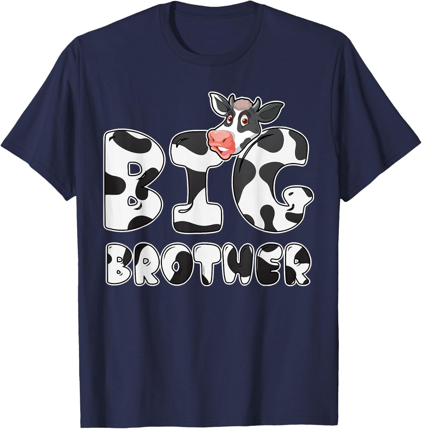Cow Big Brother Birthday Funny Family Matching Bro Family T-Shirt - T-Shirt | Navy
