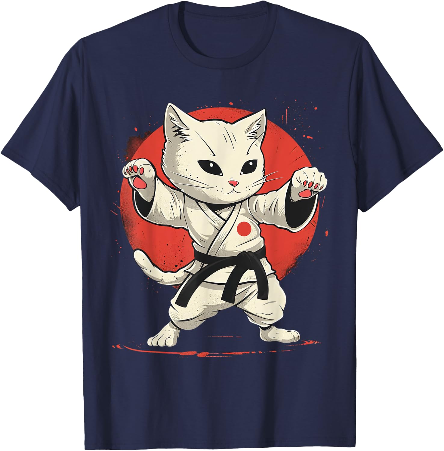 Judo Cat , Black, S T-Shirt - T-Shirt | Navy