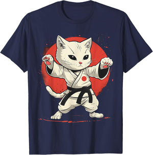 Judo Cat , Black, S T-Shirt - T-Shirt | Navy