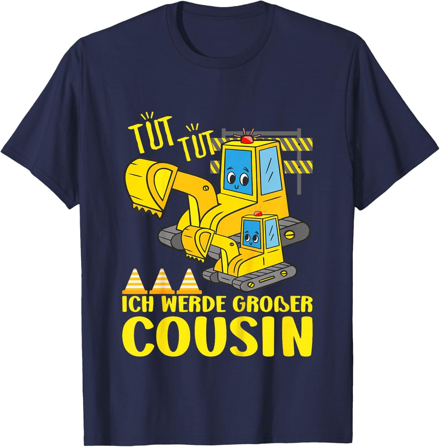 with German Text "Ich Werde Großer Cousin 2026/2027" Digger Soon T-Shirt - T-Shirt | Navy