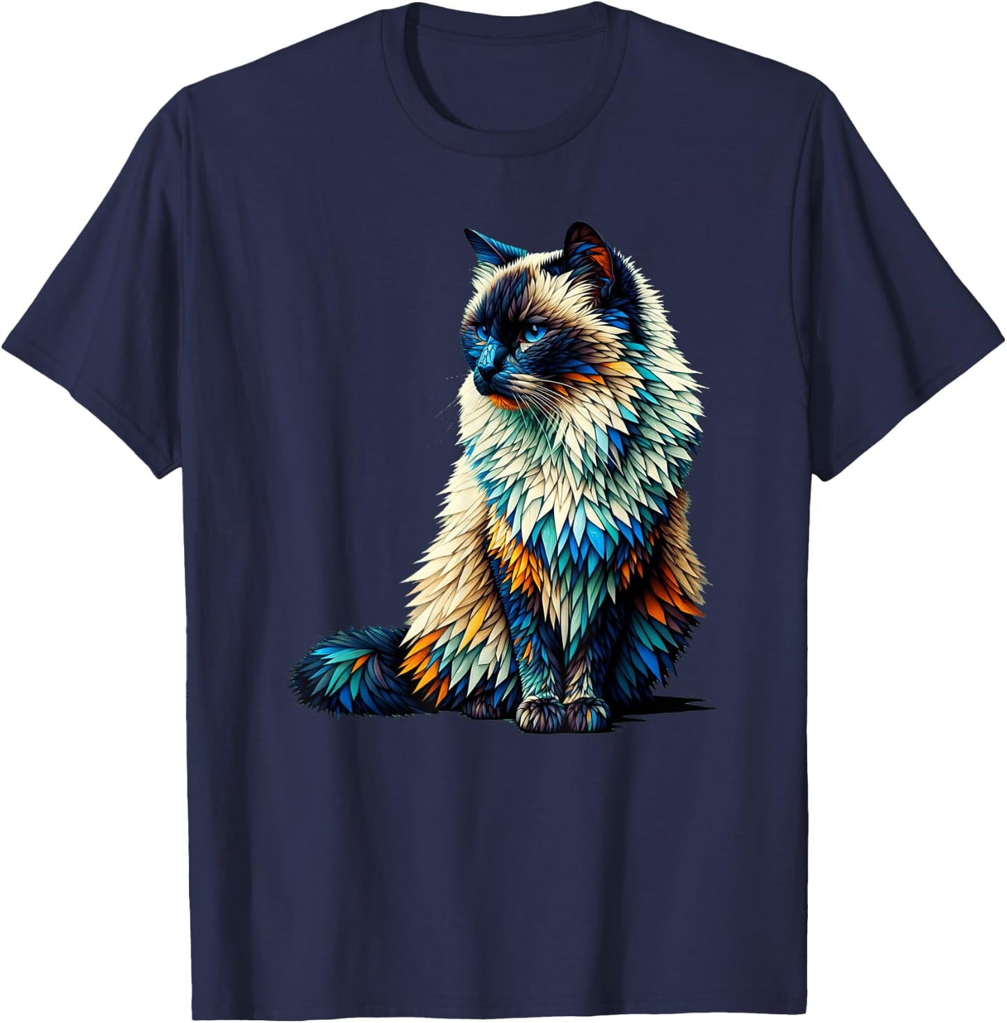 Polygon Art Siamese Cat Siamese Cats T-Shirt - T-Shirt | Navy