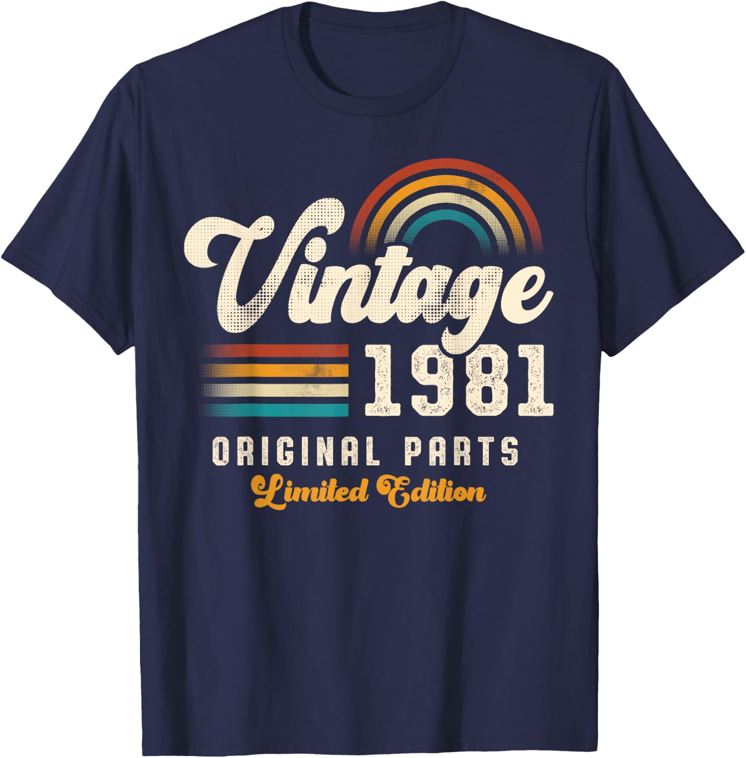 Vintage 1981 Original Parts 44th Anniversary Retro T-Shirt - T-Shirt | Navy