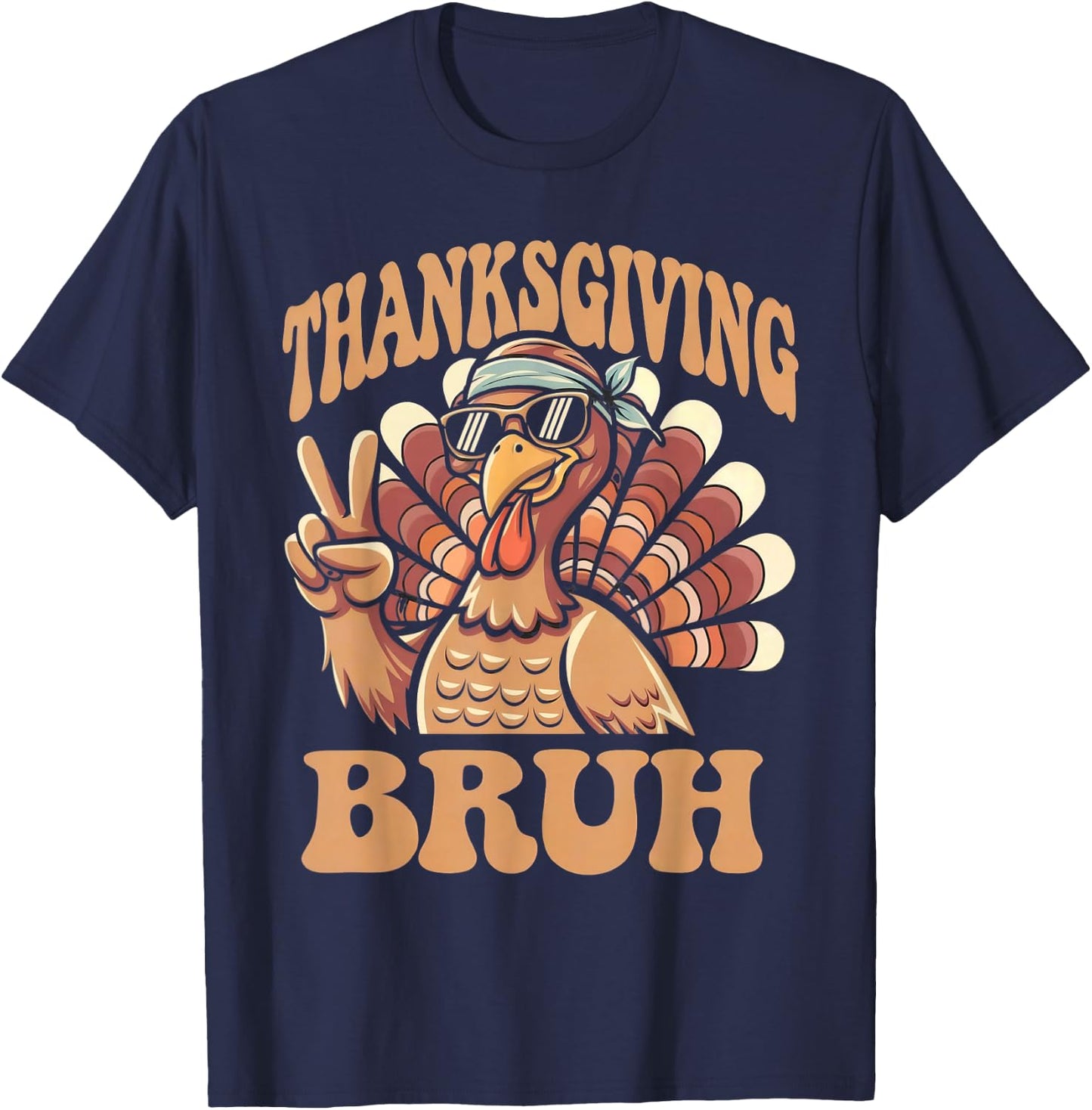 Thanksgiving bruh funny turkey fall boys T-Shirt - T-Shirt | Navy