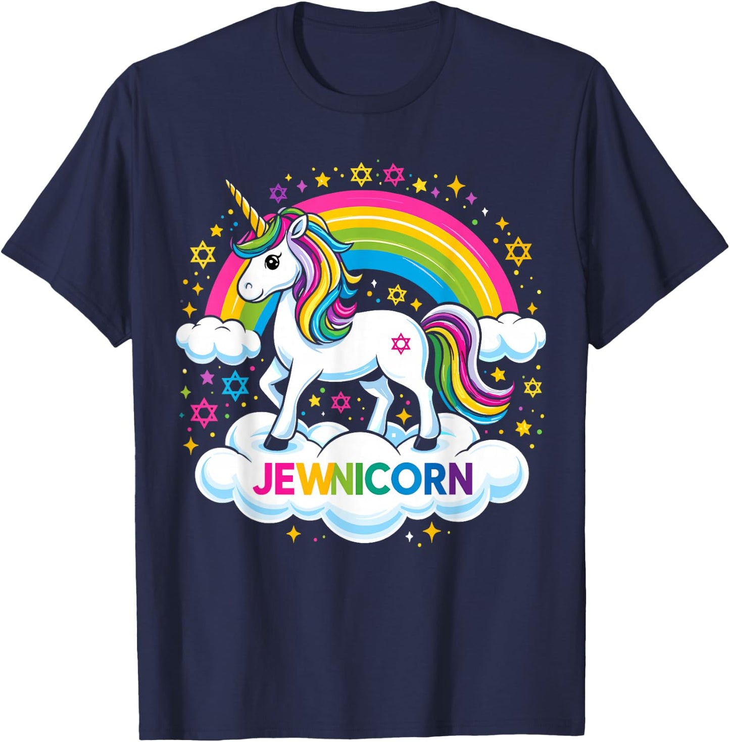 Hanukkah Jewnicorn Funny Jewish Unicorn T-Shirt - T-Shirt | Navy