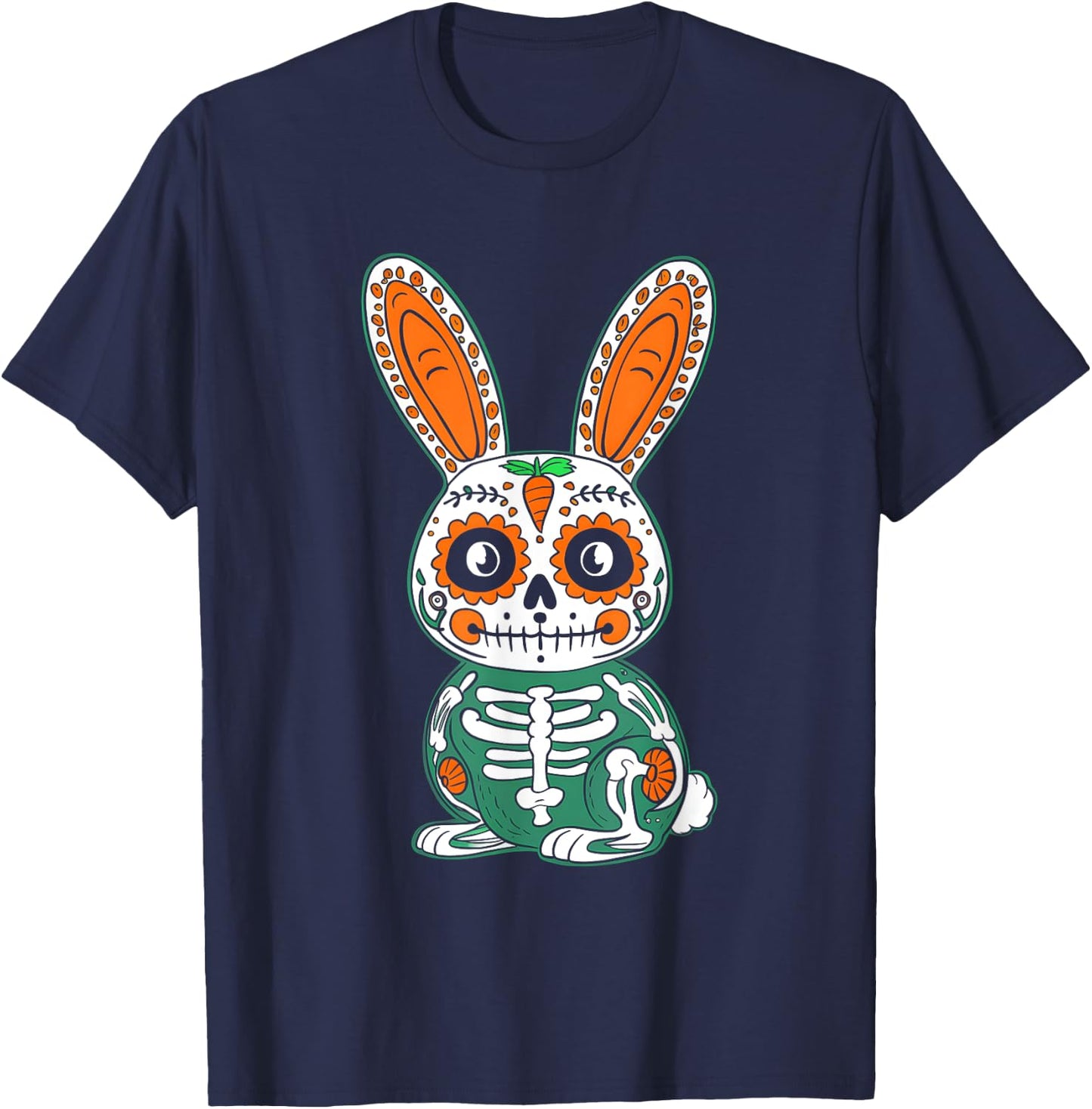 Rabbit Day Of Dead Mexican Bunny Lover Rabbit Sugar Skull T-Shirt - T-Shirt | Navy