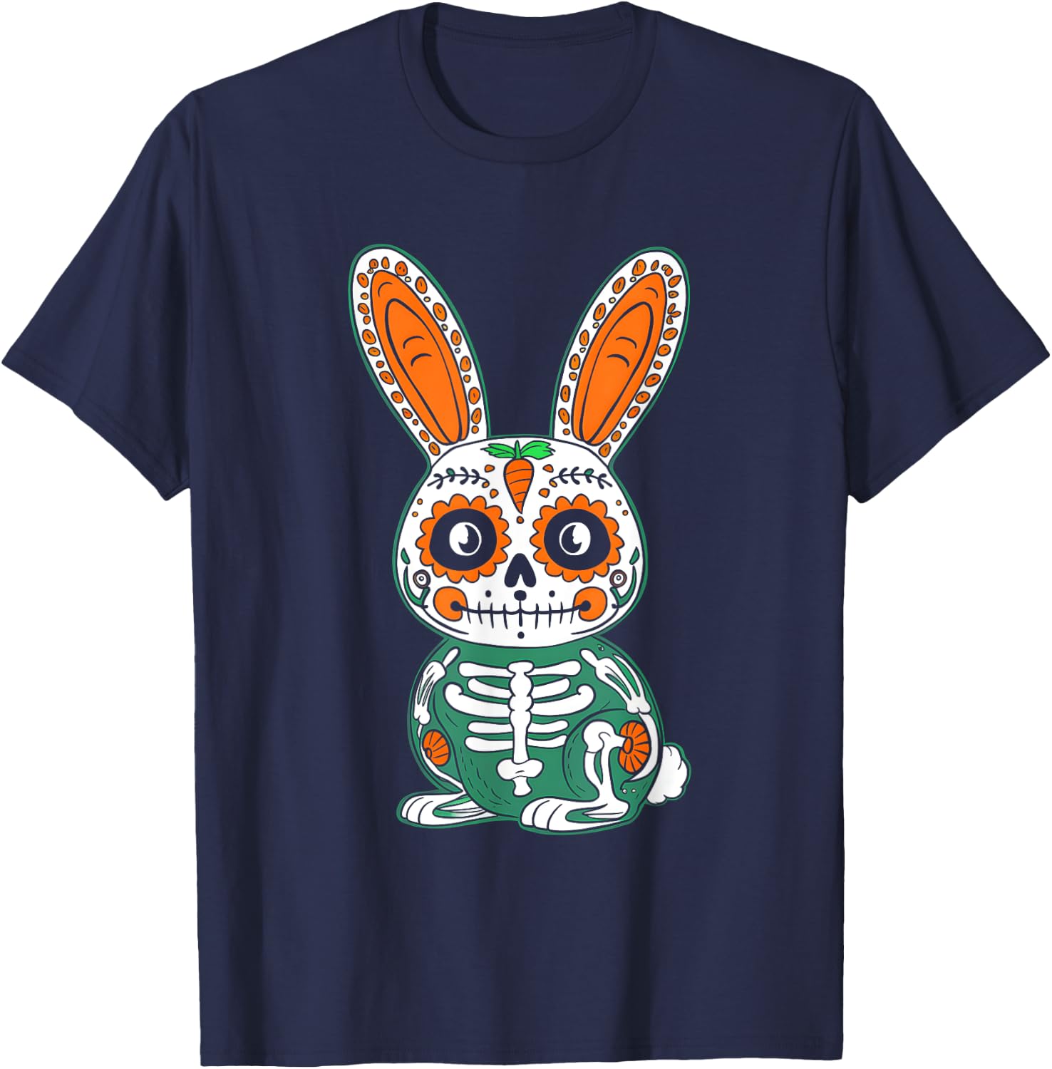 Rabbit Day Of Dead Mexican Bunny Lover Rabbit Sugar Skull T-Shirt - T-Shirt | Navy