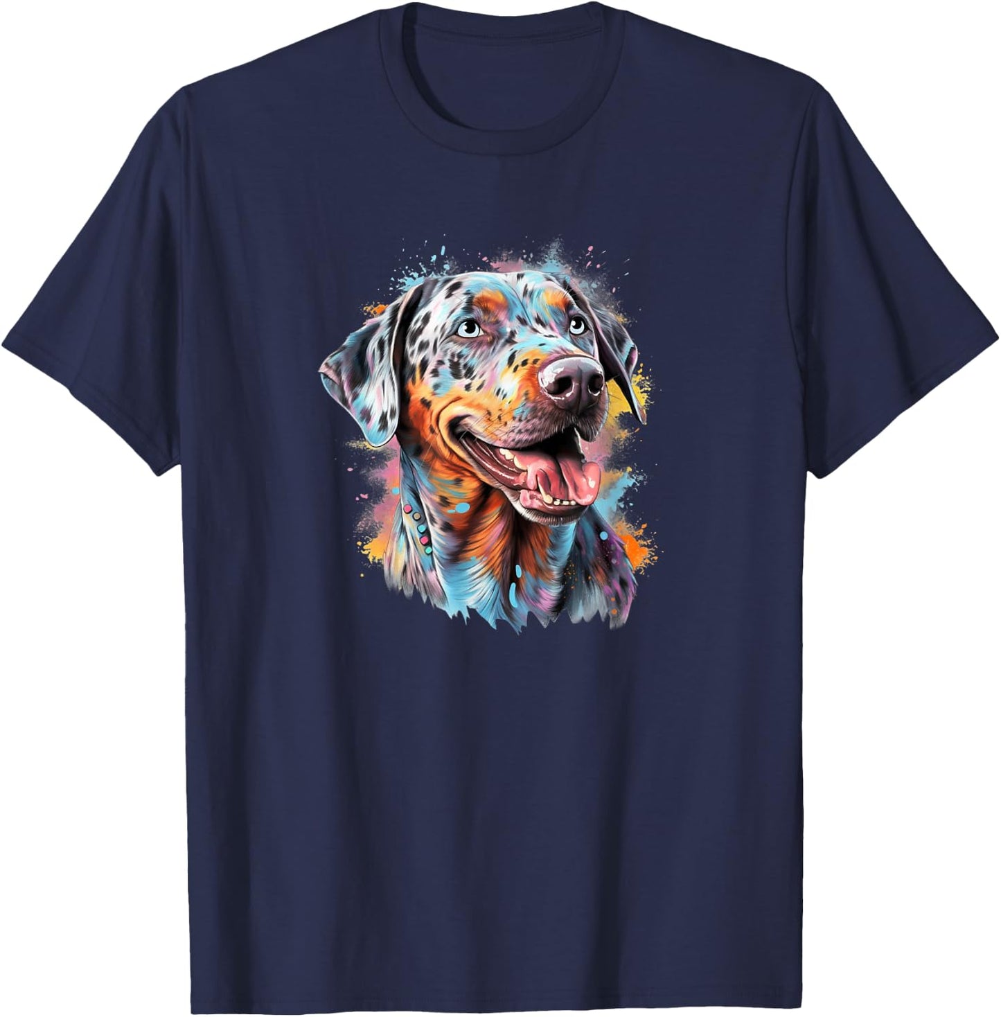 Cute Colorful Watercolor Paint Girls Catahoula Lover T-Shirt - T-Shirt | Navy