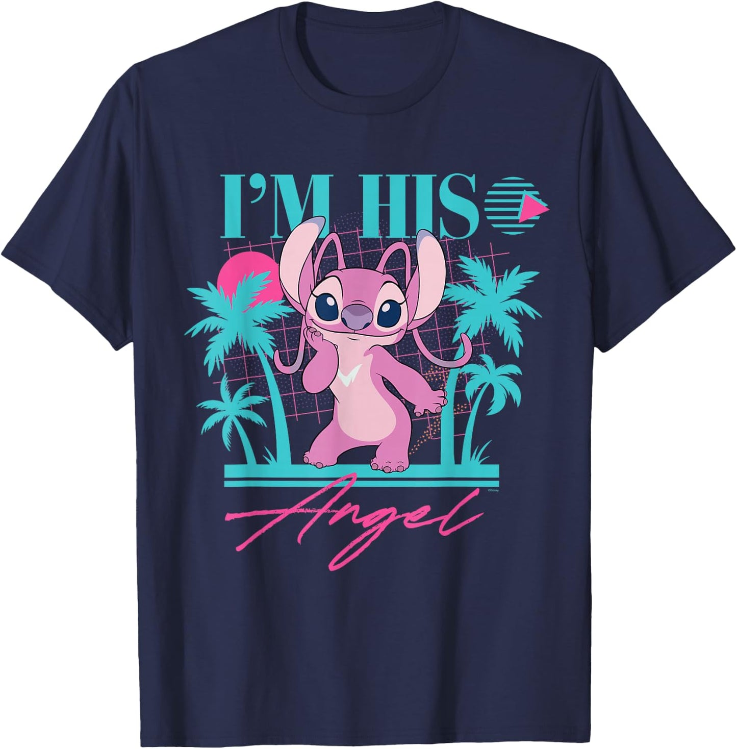 Disney Stitch Retro ’90s Couples Matching I’m His Angel T-Shirt - T-Shirt | Navy